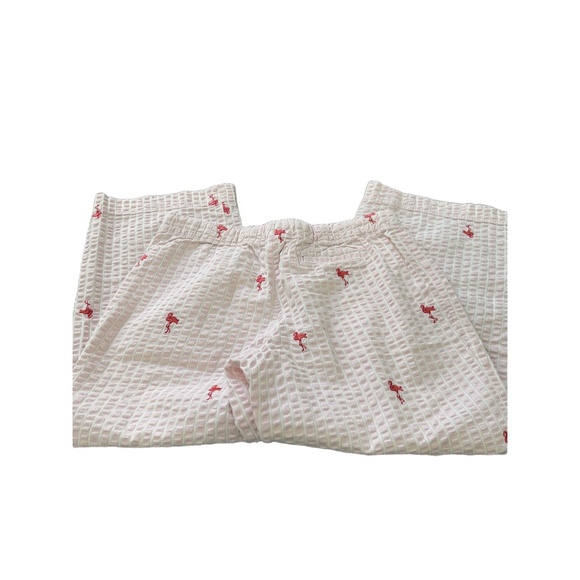 Gapbody Pink Flamingo Print Elastic Waist Drawstring Relaxed Crop Pants S Petite - Picture 4 of 9